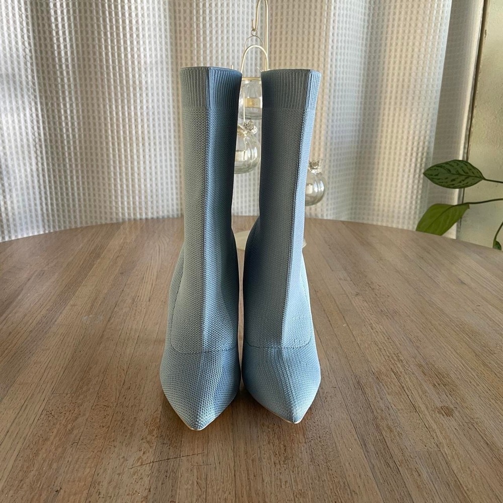 Cuccoo Blue Knit Sock Boots Pointed Toe Stiletto High Heels Booties Size 5.5-6 - Picture 3 of 8